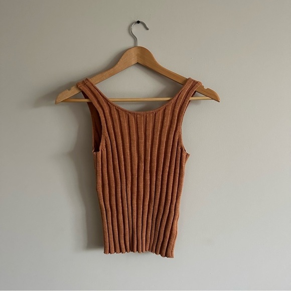 3/$20⚡️Loft Orange Sleeveless Knit Ribbed Button Up Sweater Tank Top - Picture 14 of 14